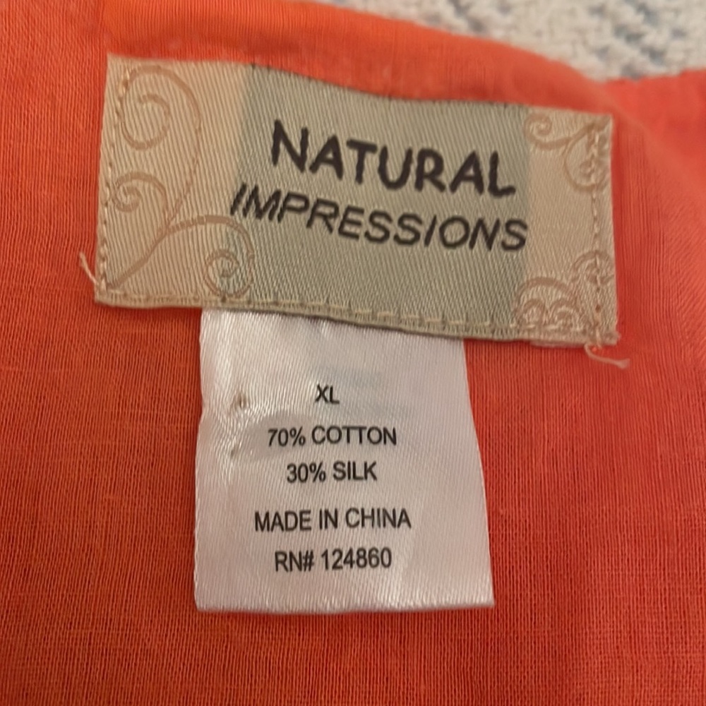 🌴 Natural Impressions two layer, silk & cotton voile, lined, midi dress. - Picture 6 of 11